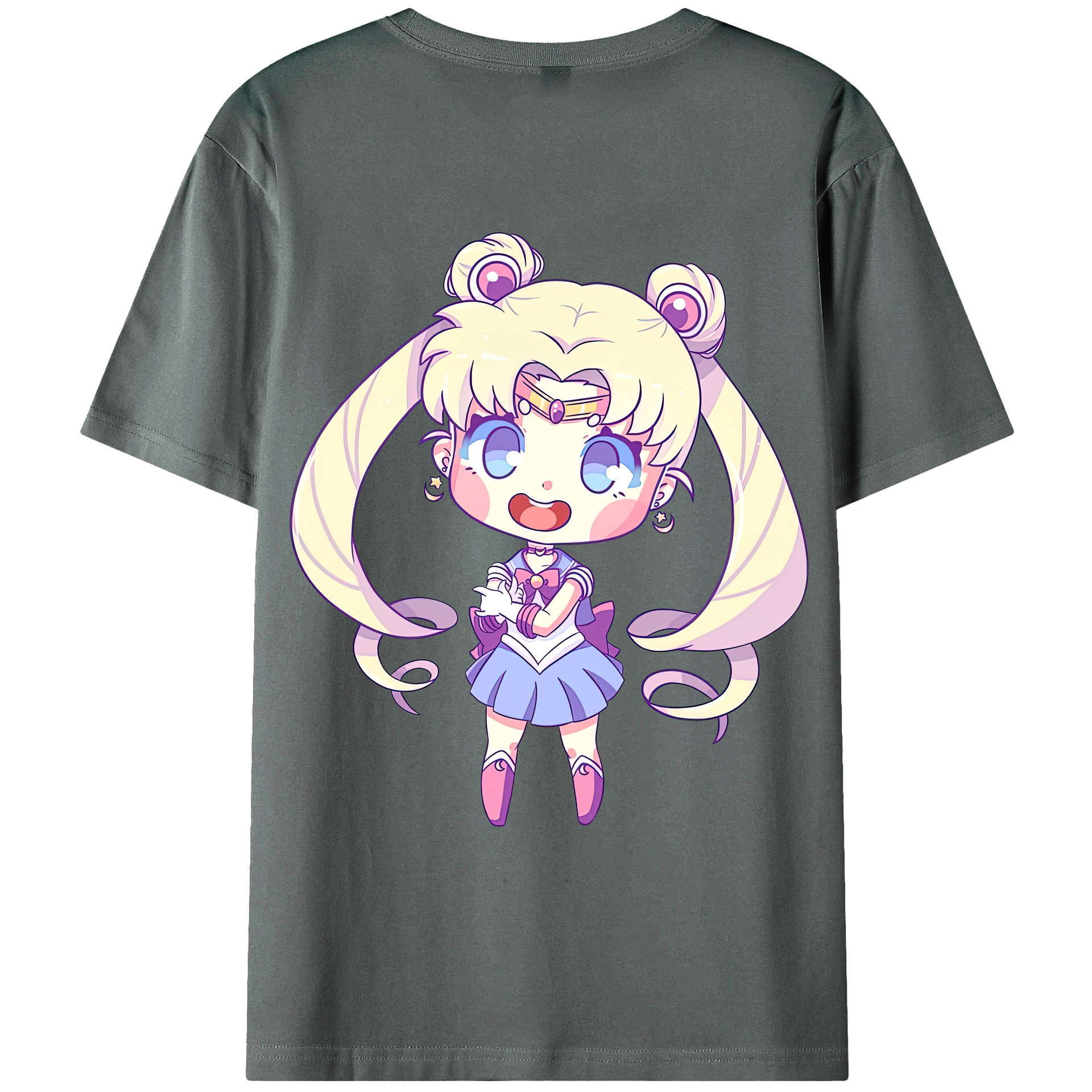 （画像用） 美少女戦士セーラームーン 月野 うさぎ つきの うさぎ Sailor Moon Tsukino Usagi 綿100％ メンズ半袖Tシャツ（バックプリント） 通気性